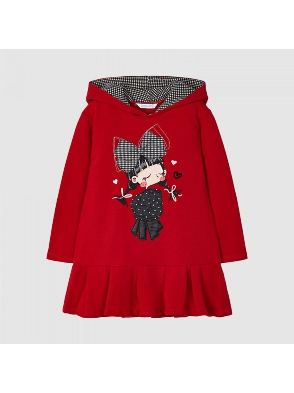 Size 5 Girls Mayoral Red Graphic Hoodie Dress for Kids